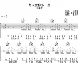 每天爱你多一些吉他谱_张学友_C调指法吉他六线谱