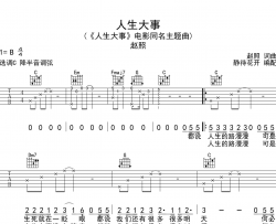 人生大事吉他谱 赵照 C调指法 《人生大事》主题曲