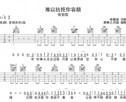 张信哲《难以抗拒你容颜》吉他谱_C调指法吉他六线谱
