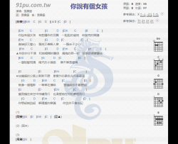 张震岳《你说有个女孩》吉他谱(B调)-Guitar Music Score