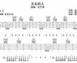 毛不易《无名的人》吉他谱_G调指法吉他弹唱谱