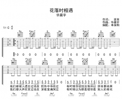 花落时相遇吉他谱_华晨宇_C调弹唱六线谱