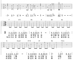 那年夏天吉他谱 F调女生版-延麟编配-许飞