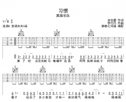 黑屋乐队《习惯》吉他谱_《习惯》G调弹唱六线谱