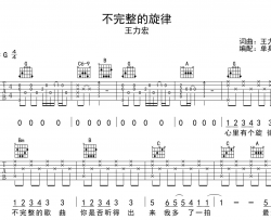 不完整的旋律吉他谱_王力宏_G调精细版_吉他弹唱谱