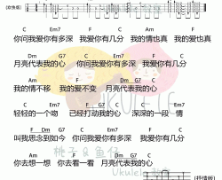 月亮代表我的心尤克里里谱_C调_邓丽君