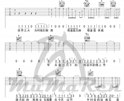 祝天下所有的情侣都是失散多年的兄妹 六线谱完整版 吉他谱 文木水 吉他图片谱 高清