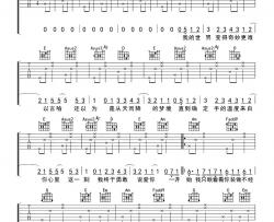 说爱你吉他谱_沈以诚版_《说爱你》A调指法弹唱六线谱