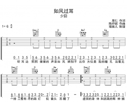 如风过耳吉他谱-少囧-G调吉他弹唱谱-图片谱