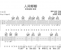 人间蜉蝣吉他谱_未知因素/徐深_C调原版吉他弹唱谱