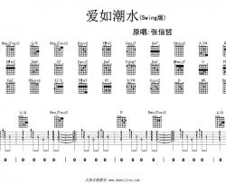 爱如潮水吉他谱-张信哲《爱如潮水》吉他弹唱教学