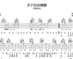 王禹会长《关于你的情歌》吉他谱_G调吉他弹唱谱