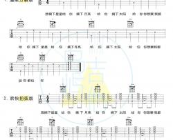 星球坠落 艾热李佳隆 抖音片段版 吉他谱 JelloRio李佳隆、艾热 吉他图片谱 高清