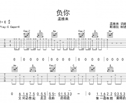 孟维来《负你》吉他谱_C调六线谱_《负你》吉他弹唱谱