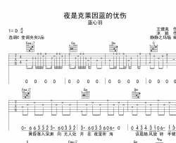 夜是克莱因蓝的忧伤吉他谱_蓝心羽_C调原版吉他弹唱谱
