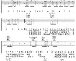 《其实我想对你说》吉他谱_郭旭_C调原版弹唱谱_高清六线谱