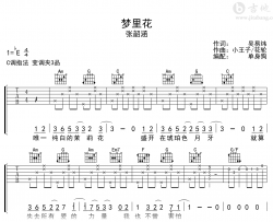 梦里花吉他谱_张韶涵_C调弹唱六线谱