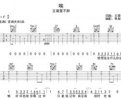 王靖雯《唉》吉他谱_C调指法编配_《中国好声音》现场版