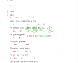 moon river吉他谱 C调和弦谱-月亮河