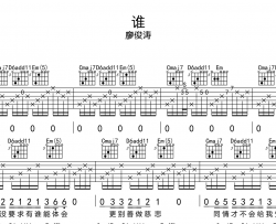 廖俊涛《谁》吉他谱_G调指法六线谱_原版编配
