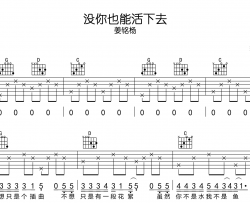 姜铭扬《没你也能活下去》吉他谱_G调指法吉他六线谱