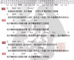 张杰《他不懂》吉他谱(G调)-Guitar Music Score