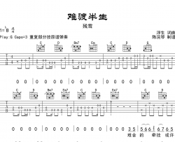 残雪《难渡半生》吉他谱_G调原版吉他谱