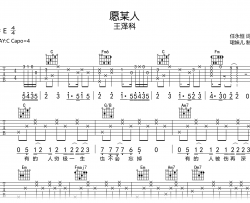 愿某人吉他谱_王泽科_C调弹唱谱_完整高清版