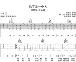 你不是一个人吉他谱-张信哲/薛之谦-G调弹唱六线谱-图片谱