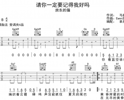 《请你一定要记得我好吗》吉他谱_房东的猫_G调弹唱谱