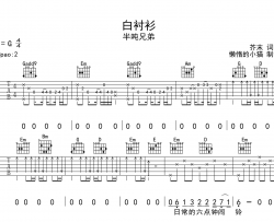 白衬衫吉他谱_半吨兄弟_《白衬衫》G调吉他弹唱谱