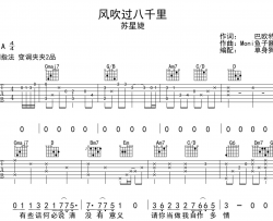 苏星捷《风吹过八千里》吉他谱_G调吉他弹唱谱_原版编配