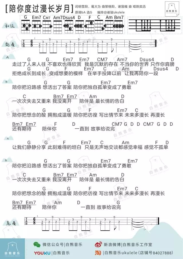 陪你度过漫长岁月尤克里里谱-陈奕迅 陪你把独自孤单变成了勇敢1