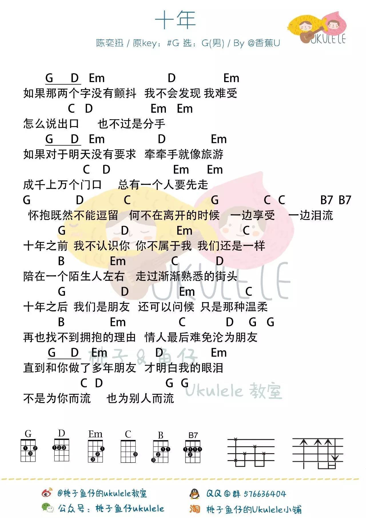 十年（明年今日)尤克里里谱 陈奕迅 弹唱教学4