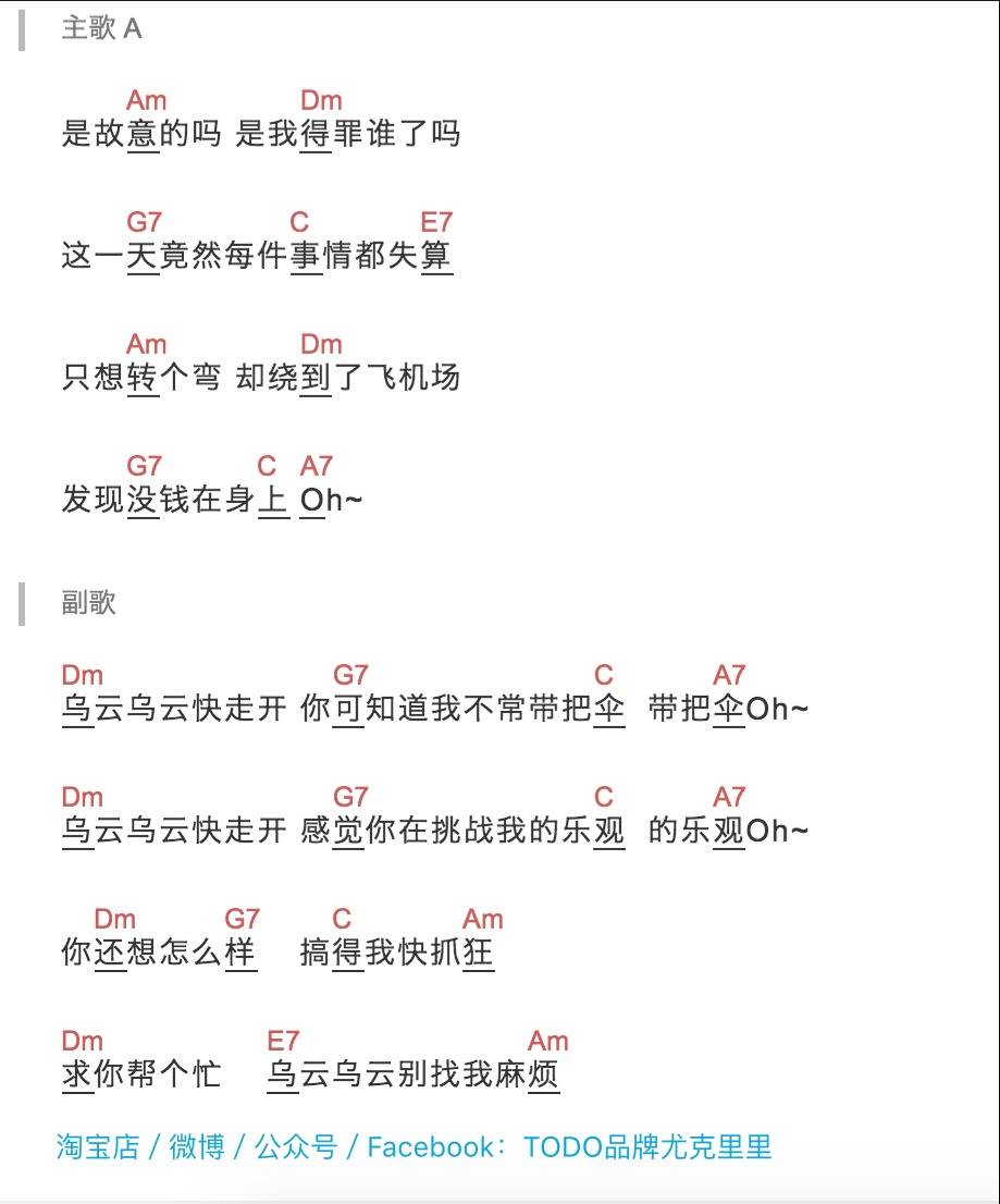 别找我麻烦尤克里里谱 蔡健雅 弹唱视频教学 TODO2