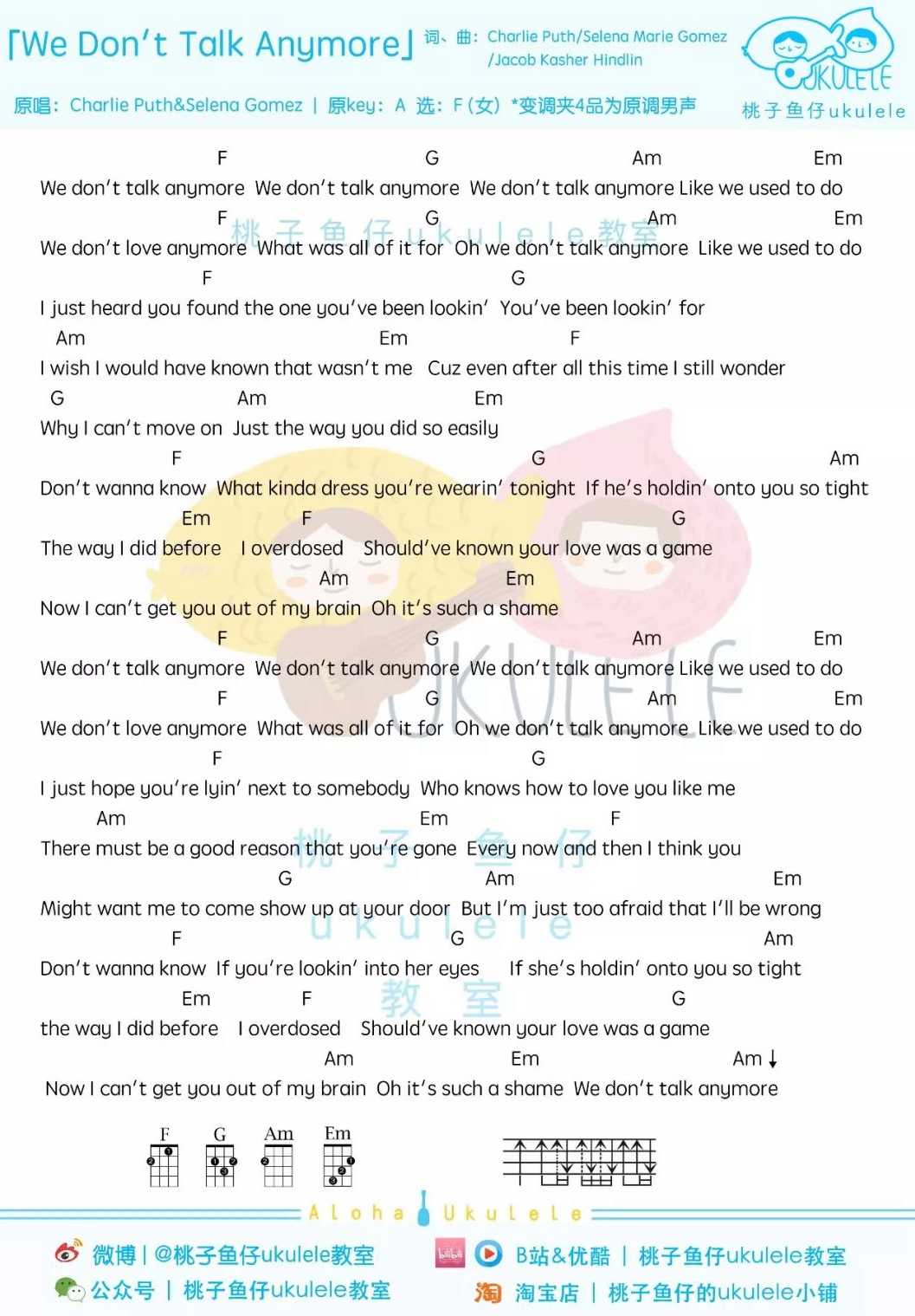 We Don’t Talk Anymore尤克里里谱-Charlie Puth-什么时候开始我们再也无法倾诉爱情1